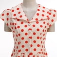 thumbnail image 2 of FRSASU Women's Vintage Polka Dot Collar Dress Short Sleeve Button Up Swing Elegant Retro A Line Dress White, 2 of 5