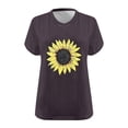 thumbnail image 4 of Jjayotai Womens Plus Size Sunflower Graphic T-Shirt, Summer Flower Cute Short Sleeve Shirts, Casual Loose Tees Tops for Women, Women Blouses Brown^2 XXXXXL, 4 of 4