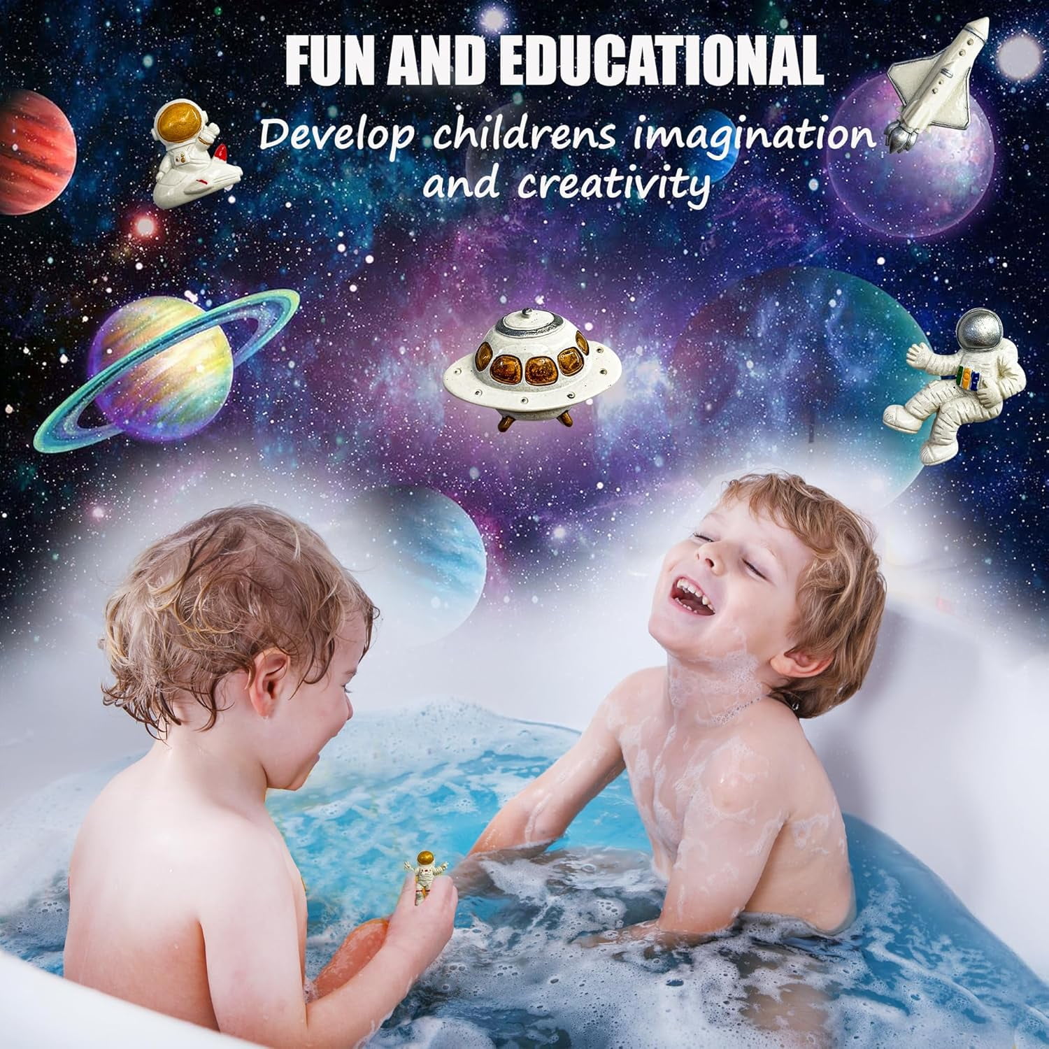 Mineral Me Galaxy Bath Bombs for Kids with Toys Inside - 6 Natural and Organic with Calming Scent