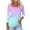 Purple, variant on aidice Plus Size Tops for Women Casual Comfy Square Neck Shirts 3/4 Sleeve Gradient Color Tee Shirts