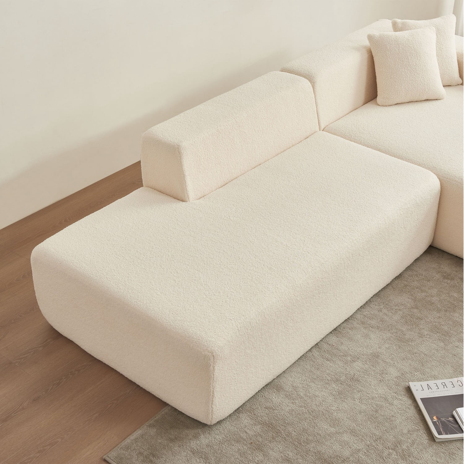 Gewnee Luxury Lambswool Modular L-Shape Sofa with Chaise - for Living Room
