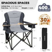 KingCamp Oversized Folding Camping Chair, High Back Heavy Duty for Adults, Fully Padded Folding Chairs Outdoor Sports, Portable Comfy Camping Chairs 400LBS Capacity Lawn Chair