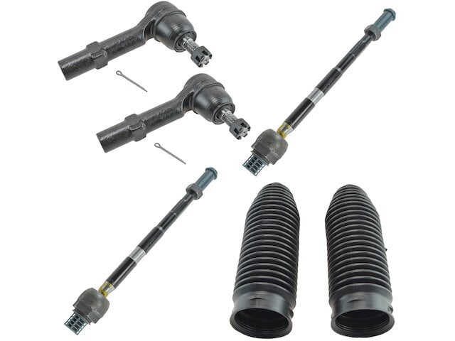 6 Pcs Steering Kit Inner & Outer Tie Rod Ends plus the Rack & Pinion Boots Bellow 