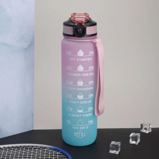 LILELIS Cup 32Oz Leakproof Drinking Water Bottle with Time Marker and Straw to Ensure You Drink Enough Water Throughout the Day for Fitness and Outdoor Enthusiasts Red One Size