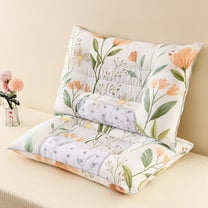 EazyTech Hotel-Grade Down Cervical Pillow Luxury Floral Bed Pillow for Back and Side Sleepers,Cotton Fabric Ultra Soft & Supportive Feather Core Pillow, White Duck Down Filled, 17x26in A