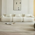 thumbnail image 3 of Modern Minimalist Modular Sectional Sofa, Compressed Couch in Beige &amp; White Sherpa Fabric, 3-Seat, High-Density Foam, Space-Saving Design for Living Room &amp; Bedroom, 3 of 14