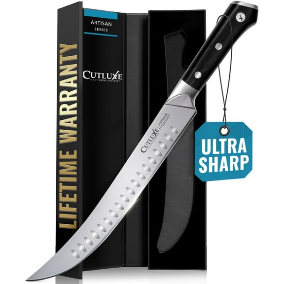 Cutluxe 10" Butcher Cimeter Knife, Ultra Sharp German Steel Blade