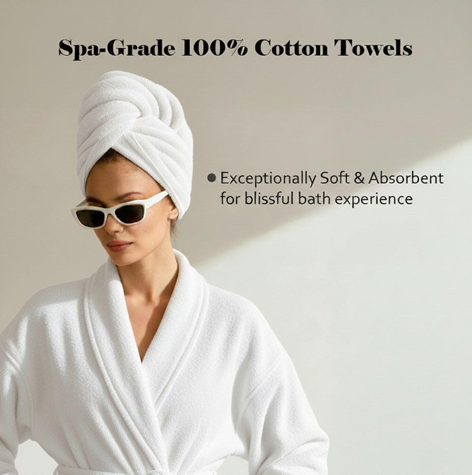 Superior Miami 100% Cotton Lightweight 6-Piece Towel Set, White