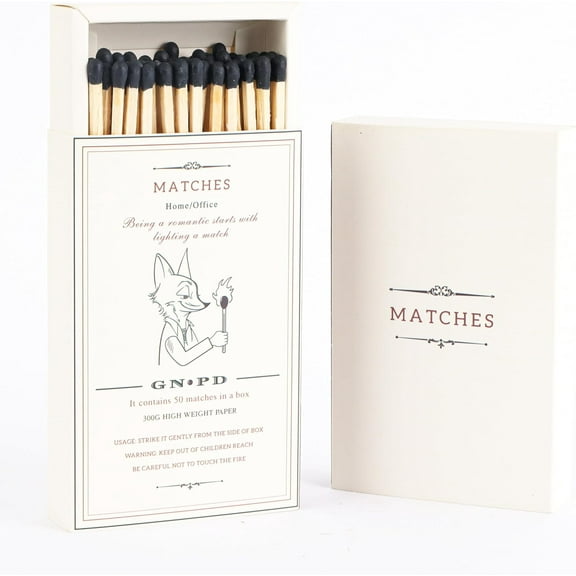 2 Decorative Matches Boxes - 130 Pcs 4'' Black Matches for Candles with Strike -Long Wooden Candle Matches with Black Matches Color Matches，Safety Matches - 130 Pcs 4'' Long Matches for BBQ Grill