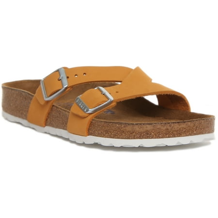 

Birkenstock Yao Women s Two Strap Birko Flor Sandal In Apricot Size 9/9.5