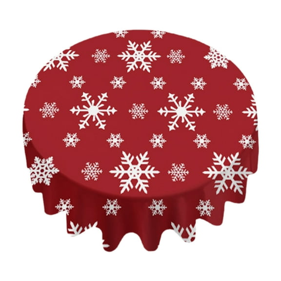 Luoshdecor Round Christmas Tablecloth,Plaid Reindeer Snowflakes Table Cover for Indoor Party Winter Holiday Kitchen Christmas Decorations 60 in