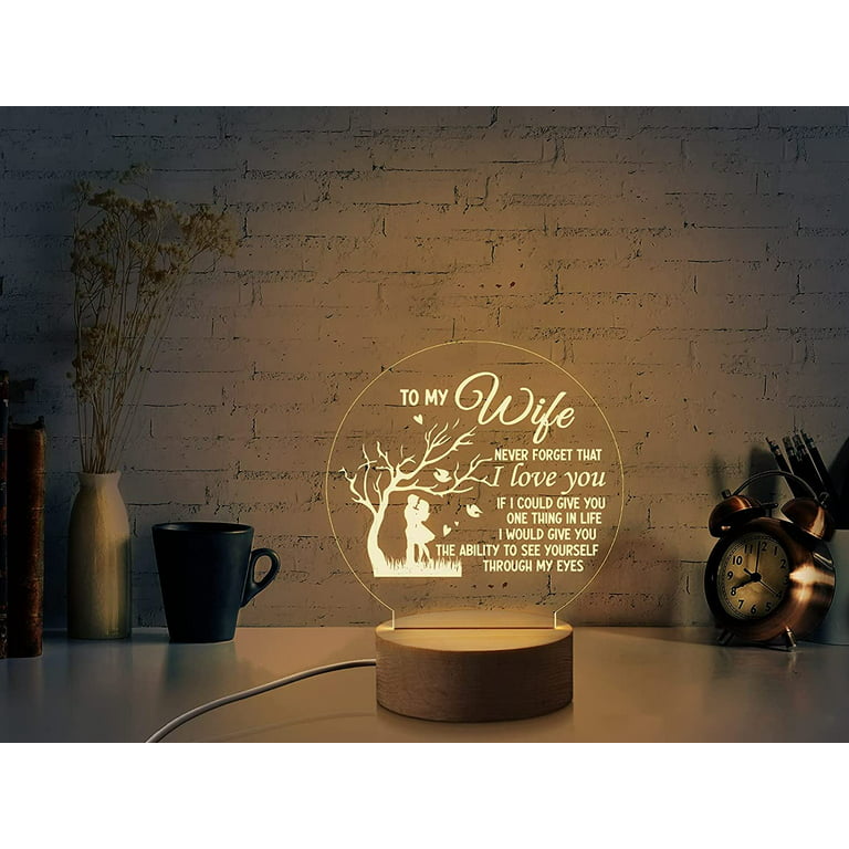 Woodemon Gifts for Wife Night Light, Wife Birthday Gift Ideas, Romantic  Gifts for her, Birthday Gifts for Wife