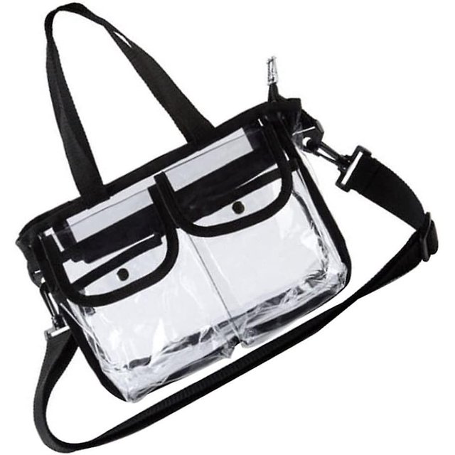 Bolso de mano Bolso de hombro transparente Bolso de playa Pequeño bolso de maquillaje transparente para mujeres y niñas Escuela y trabajo Negro 1pc