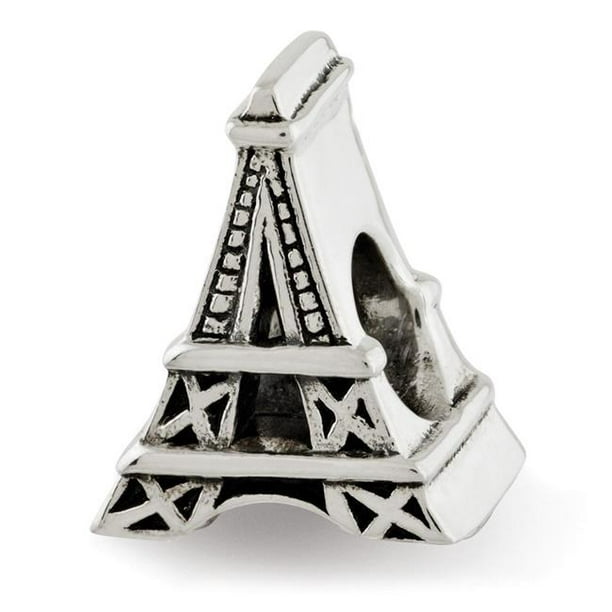 Perles de Réflexion QRS2993 Perle de Tour Eiffel en Argent Sterling - Poli & Antiqued