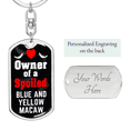 thumbnail image 2 of Blue And Yellow Macaw Bird Stainless Steel or 18k Gold Premium Swivel Dog Tag Keychain, 2 of 8