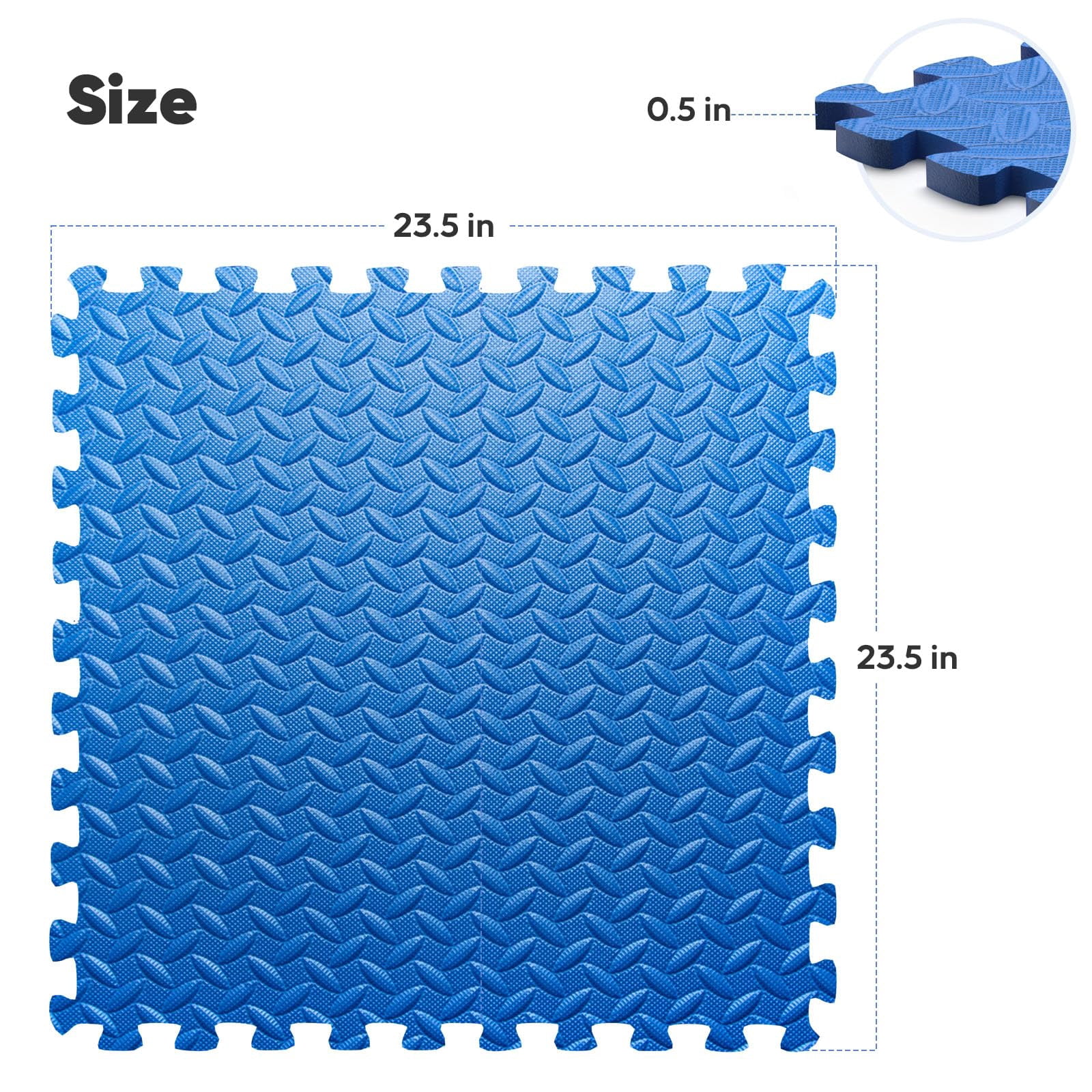 EVA Interlocking Foam Floor Tiles Blue 12 Pack (48 SF) Home Gym Workout and Kids' Play Mat