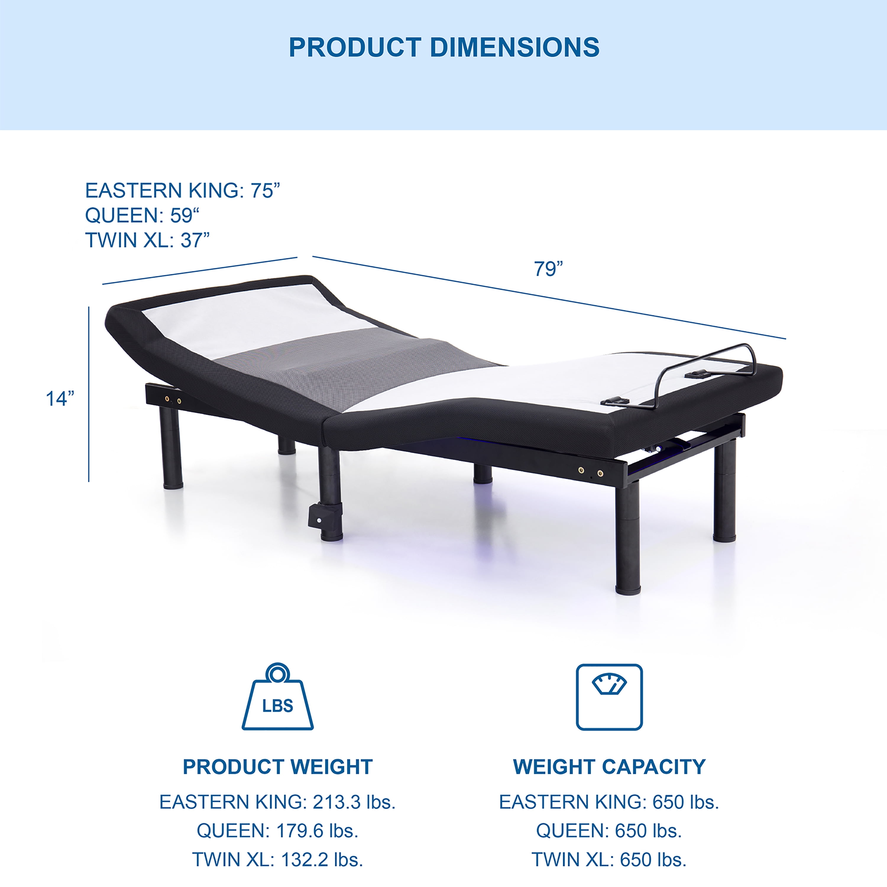 Furniture of America Micklin Metal King Adjustable Bed Base Frame with Remote,Gray and White
