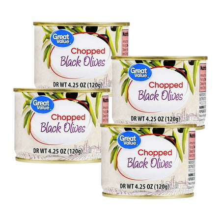 (4 Pack) Great Value Chopped Black Olives, 4.25