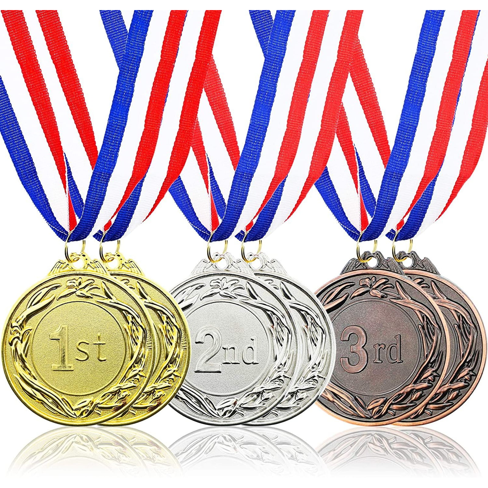 IFAMIO Premium 6 Pcs Award Medals Olympic Style Gold Silver Bronze Winner Medals with Ribbon 