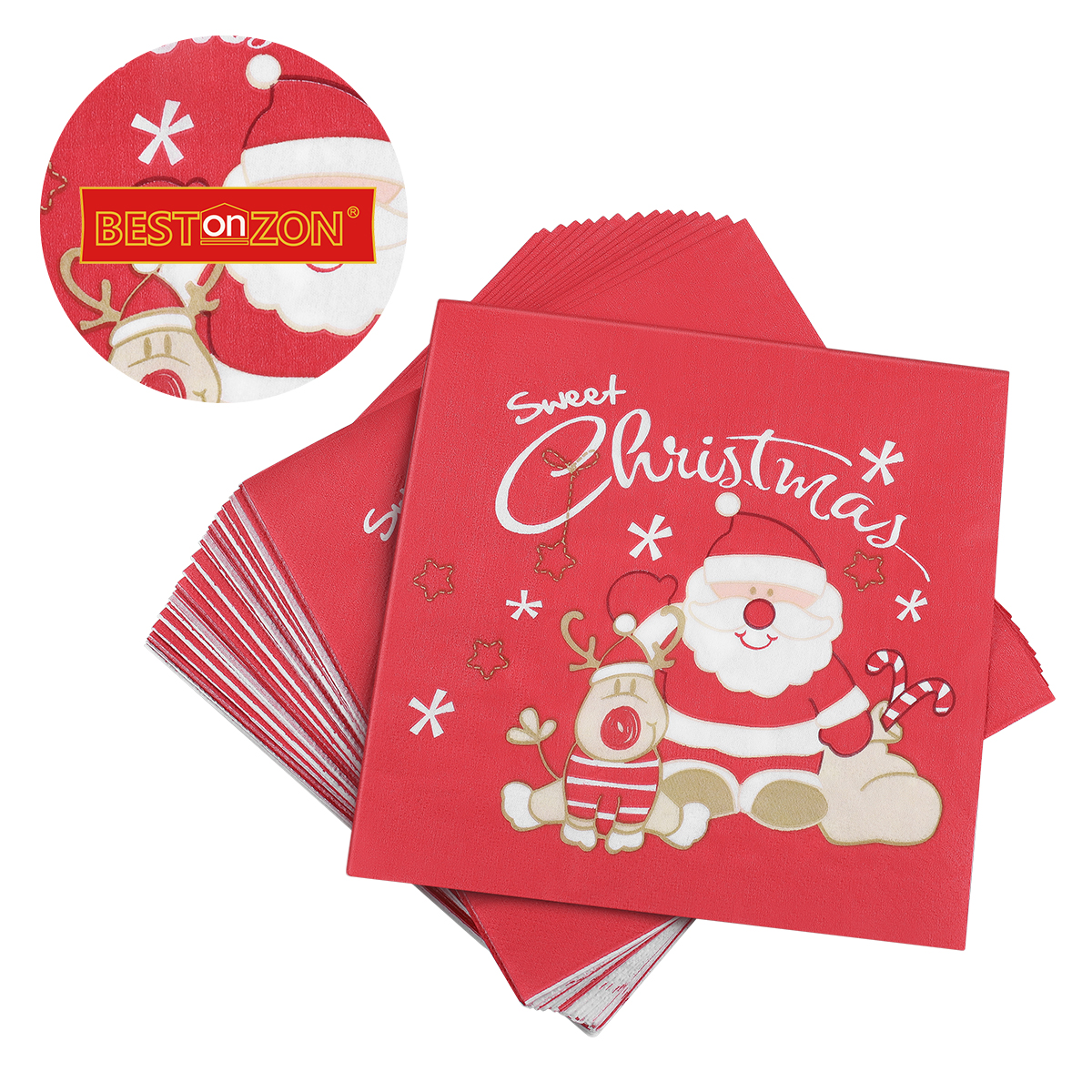 32 Serviettes De Table De Noël – Décorations Festives Père Noël - 9