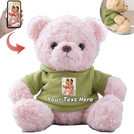 Personalized Teddy Bear as Customized Gifts for Women Men with Text+Photo as Gifts for Valentines Day Christmas (10 IN-Text+Photo)