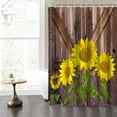 thumbnail image 2 of Wood Barn Door Shower Curtain for Bathroom with Hooks Harvest Yellow Sunflowers Green Leaves RV Stall Farmhouse Bathtub Home Decor Plants Fabric Waterproof Shower Curtains 72x72inches, 2 of 6