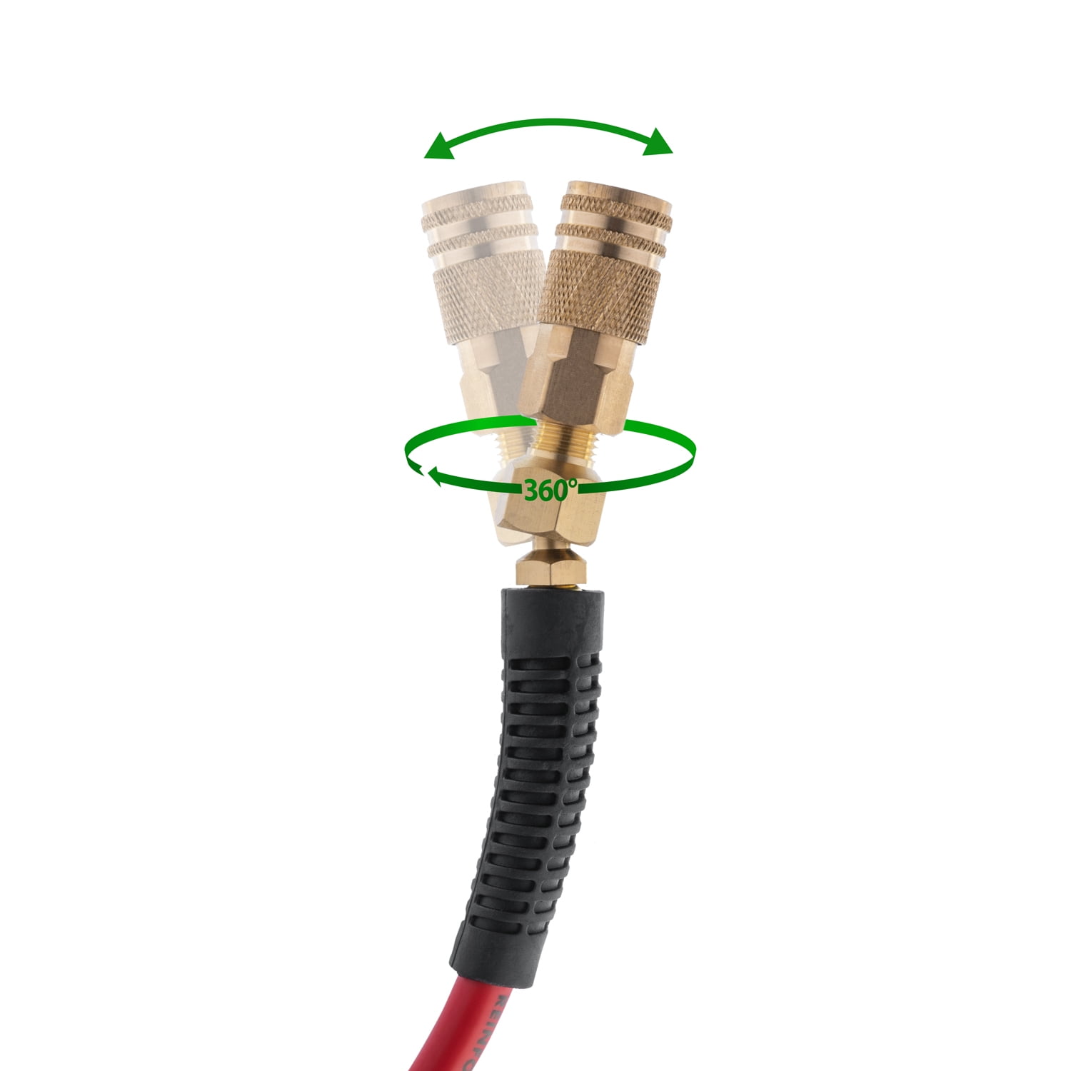 INTERTOOL Hybrid Air Hose 3/8-Inch x 50 Feet, Heavy Duty Reinforced Lining, Lightweight Flexibility, All-Weather Kink Resistance, 1/4-Inch MNPT, Brass Fittings, Plug, Quick Coupler PT08-1782