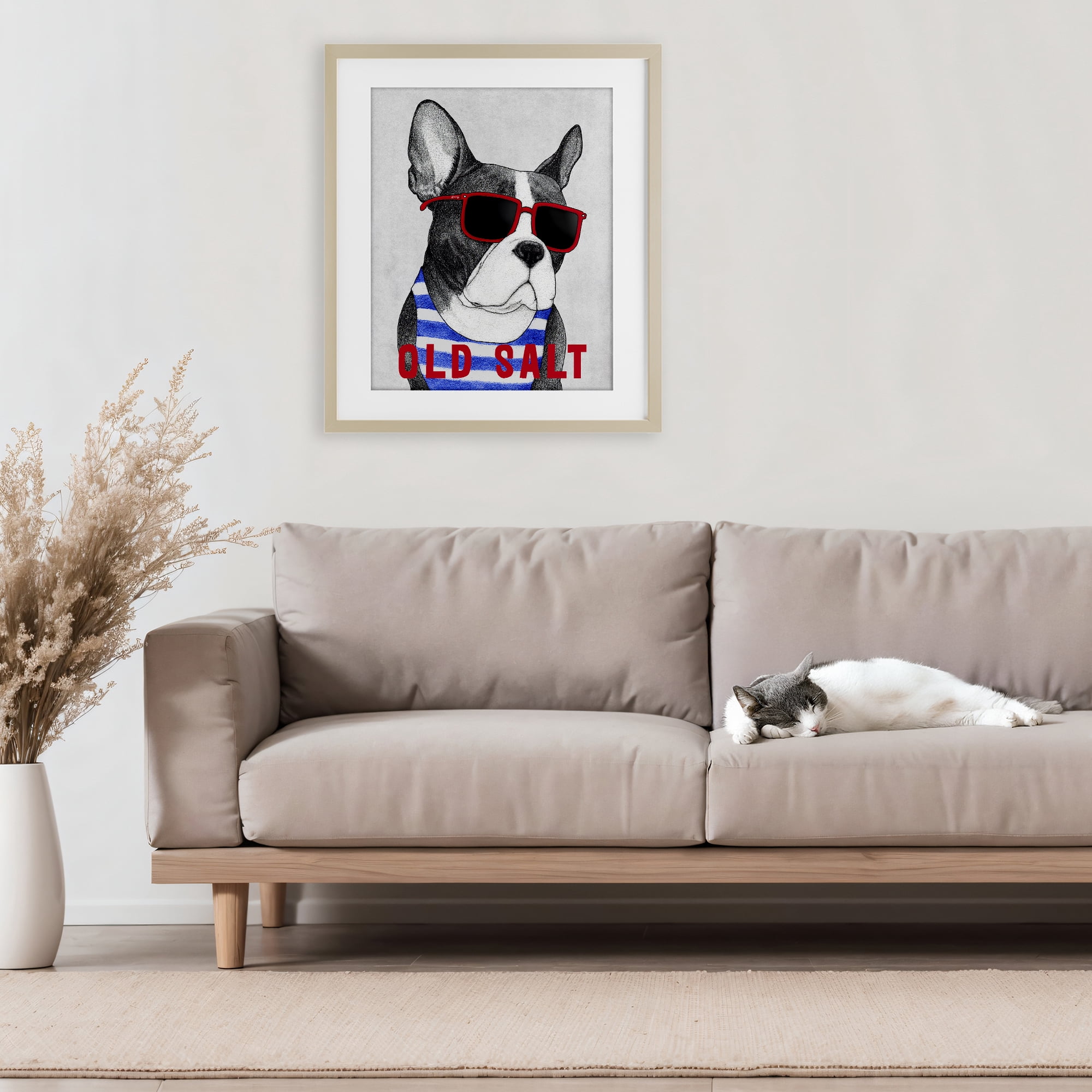 Stupell Industries Old Salt Summer Frenchie Birch Framed Print Under Glass, design by Barruff