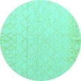 thumbnail image 1 of Ahgly Company Machine Washable Indoor Round Solid Turquoise Blue Modern Area Rugs, 5' Round, 1 of 4