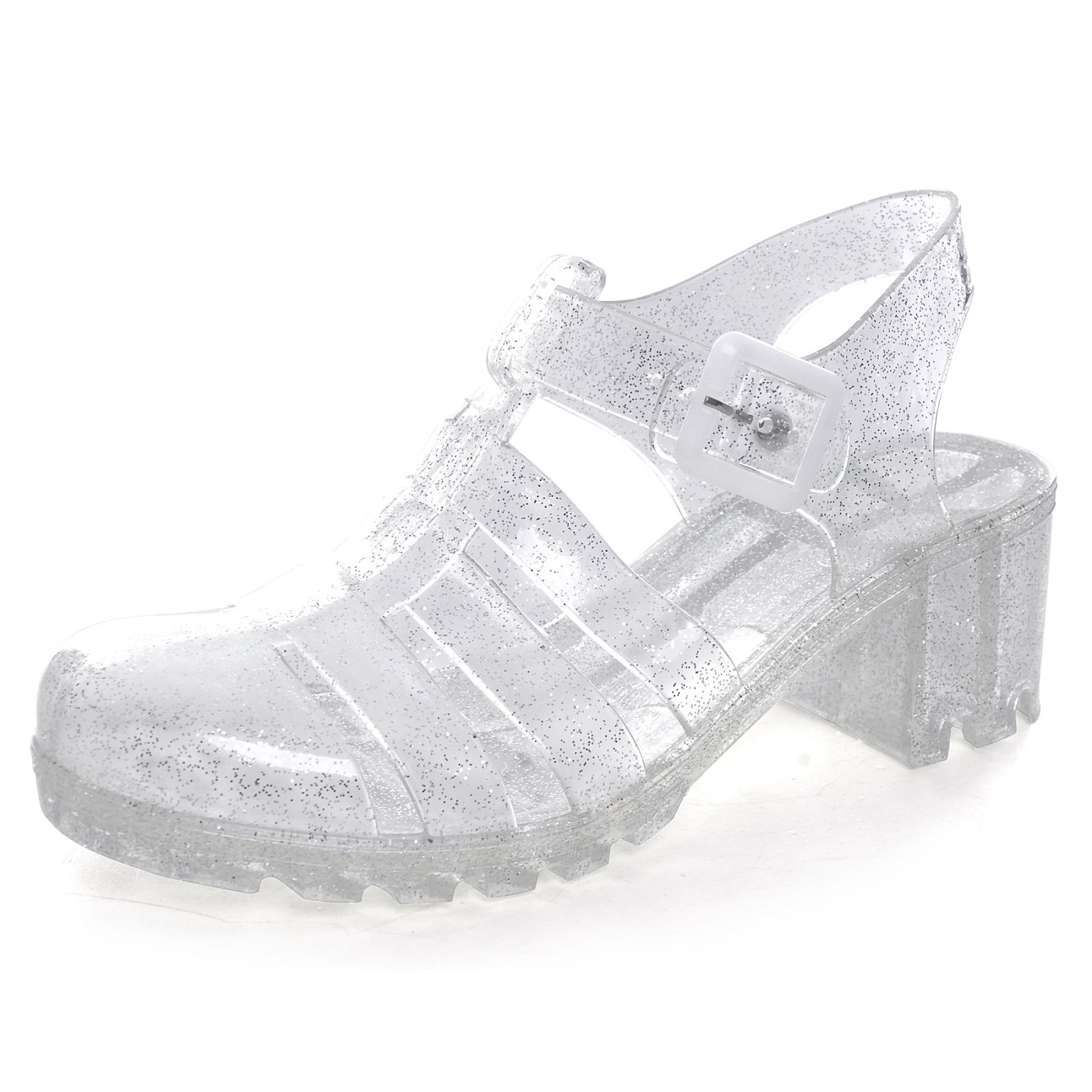 white jelly heels