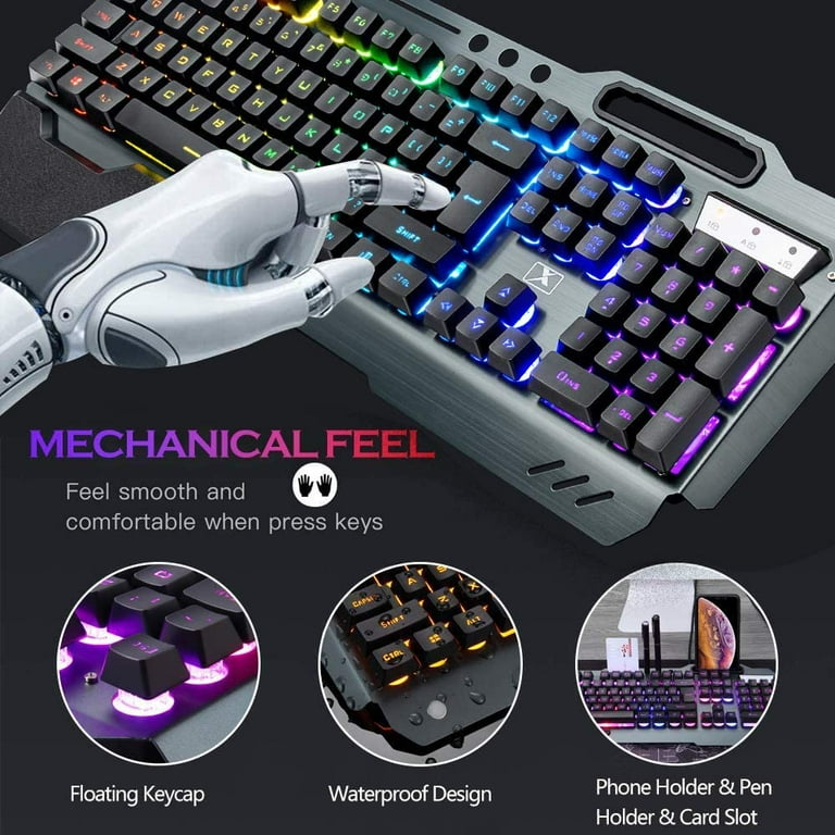 XINMENG Wireless Gaming Keyboard and Mouse Combo Set, RGB Backlit