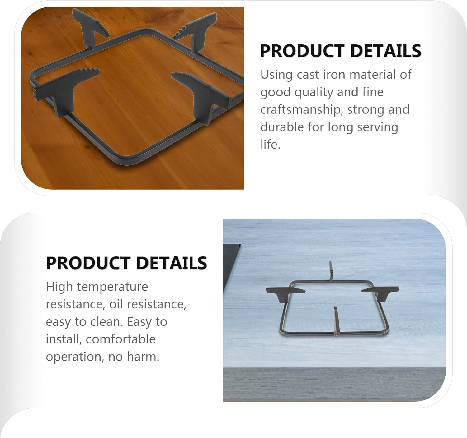 ABCISI Wok Ring, Heavy Duty Cast Iron Wok Support Ring, Sturdy Square Kitchen Pan Rack for Gas Burners, Non-Slip Wok Pan Stand Holder, Pot Rack Stove Trivets, 7.87 inch