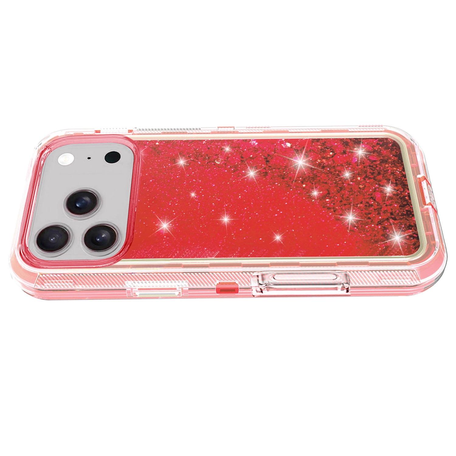 Sparkling Liquid Quicksand Protective Case for iPhone 17 Pro Max - Red