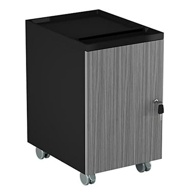 One Drawer File Cabinet, Mini Storage Cabinet with Adjustable Shelf, Office locking Filing Cabinet, Pre-Assembled (Black Gray)