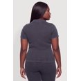 thumbnail image 4 of Women's Plus Size Compression Rib Johnny Collar Short Sleeve Top, 4 of 4