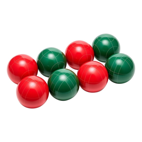 CAFORKP 107mm Bocce Ball Game Set: 8 Resin Balls, Pallino, Carry Bag, Measuring Rope, Red & Green - Family Backyard, Lawn, Beach Outdoor Play for 2 to 8 Players