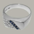 thumbnail image 5 of LBG British Made 10k White Gold Natural Sapphire Mens Promise Ring - 33 size options - Size 6.5, 5 of 6