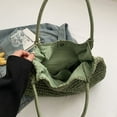 thumbnail image 4 of Women Straw Tote Handbag Large Capacity Retro Straw Bag Ladies Summer Beach Bag Weaving Shoulder Bag (Green), 4 of 9
