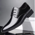 thumbnail image 1 of Zapatos de cuero para hombre, puntiagudos, con cordones, suela blanda, zapatos de vestir de negocios para jóvenes, transpirables, zapatos de trabajo para hombres que combinan con todo (negro), talla 42 ZefeiWu 8390615013918, 1 of 1