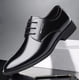 thumbnail image 1 of Zapatos de cuero para hombre, puntiagudos, con cordones, suela blanda, zapatos de vestir de negocios para jóvenes, transpirables, zapatos de trabajo para hombres que combinan con todo (negro), talla 41 ShuxiuWang 8390612480782, 1 of 1