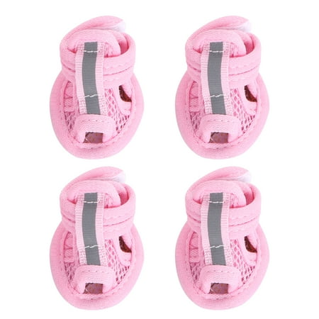Jiyike 4pcs Summer Breathable Pets Dog Boots Mesh Sandals Dog Shoes Anti-slip Sneakers Pet Supplies (Pink) - Size 2
