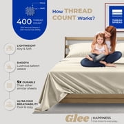 THREAD SPREAD Split King Sheets For Adjustable Bed - 400 Thread Count 100% Egyptian Cotton Sheets (5 PC, Ivory), Soft Cooling Sateen Hotel Sheet Set