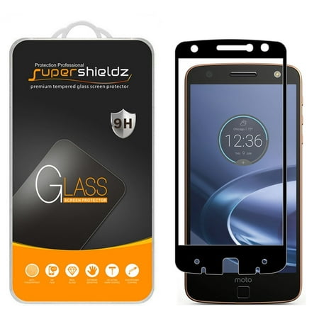 [2-Pack] Supershieldz for Motorola Moto Z Force Droid [Full Screen Coverage] Tempered Glass Screen Protector, Anti-Scratch, Anti-Fingerprint, Bubble Free (Black