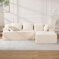 thumbnail image 3 of Reliancer Cloud Sectional Couch with L Shaped Chaise, 96.8" Modern Modular Sofa with 5 Pillows, Corduroy Upholstered Deep Seat Couches for Living Room Bedroom, Beige, Right, 3 of 8