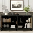 thumbnail image 3 of Rattan Sideboard Buffet Cabinet with Storage, Wooden Cabinet with 4 Doors, Kitchen Console Table, 3 of 8