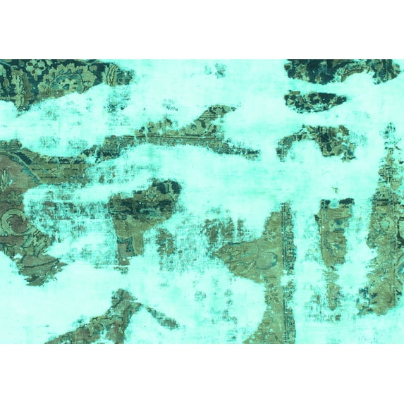 Ahgly Company Indoor Rectangle Abstract Turquoise Blue Modern Area Rugs, 7' x 10'