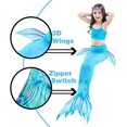 thumbnail image 3 of 3 Pcs Girls Swimsuit Mermaid Tails for Swimming Princess Bikini Bathing Suit Set DH06 Blue 110, 3 of 6