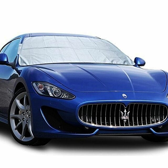 Reversible Windshield Protector Blue Silver Waterproof Cover for Winter Summer Heat