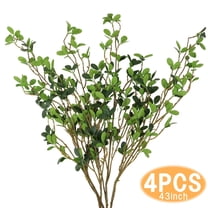 Artificial Ficus Branches Faux Eucalyptus Stems 43.3inch Fake Greenery Stems for Home Office Wedding Vase Filler Shop Decoration 4pcs