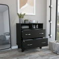 thumbnail image 3 of Storage Dresser Cabinet with Two Drawers and Two Open Shelves, Freestanding Chest of Drawers with Countertop, Wooden Organizer Unit with Four Sturdy Legs for Living Room, Bedroom, Entryway, 3 of 6